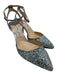 Jimmy Choo Shoe Size 41.5 Silver Leather Glitter Pointed Toe Ankle Strap Pumps Silver / 41.5