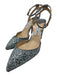 Jimmy Choo Shoe Size 41.5 Silver Leather Glitter Pointed Toe Ankle Strap Pumps Silver / 41.5