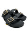 Coach Shoe Size 11 Black, Gray & Gold Leather Logo Gold Buckle 2 Strap Sandals Black, Gray & Gold / 11