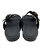 Coach Shoe Size 11 Black, Gray & Gold Leather Logo Gold Buckle 2 Strap Sandals Black, Gray & Gold / 11