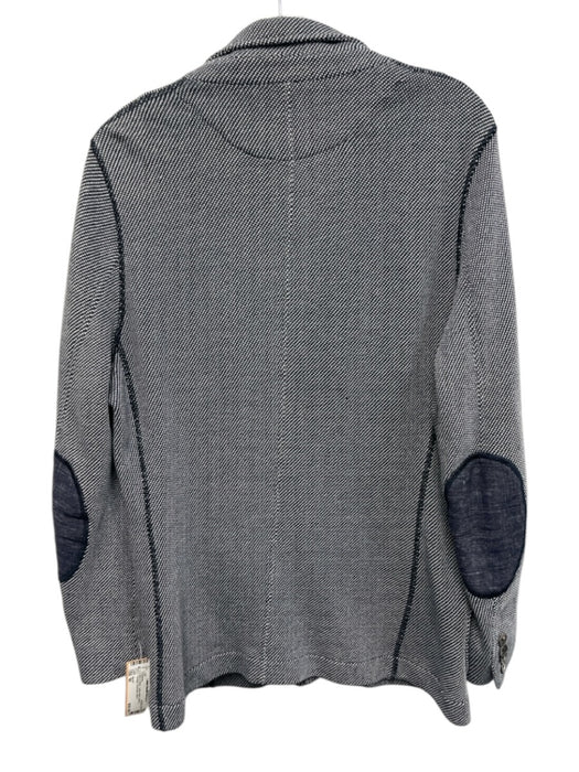 Rye 51 Size 50 Blue & White Cotton Blend Micro Cardigan Men's Sweater Blue & White / 50