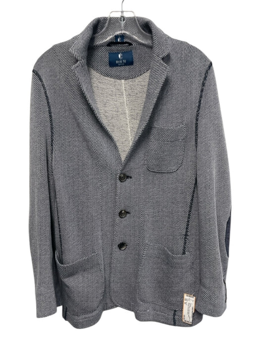 Rye 51 Size 50 Blue & White Cotton Blend Micro Cardigan Men's Sweater Blue & White / 50