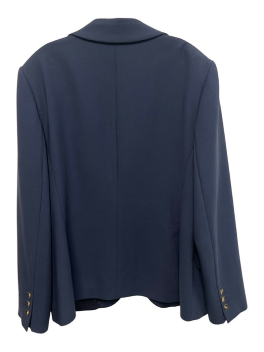 Escada Size 46 Navy Blue Virgin Wool Long Sleeve One Button Lapel Jacket Navy Blue / 46