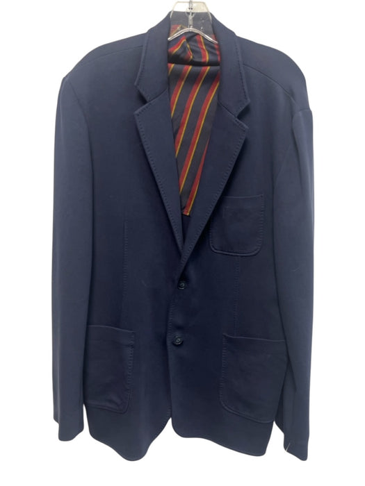 Saks Fifth Ave Blue Cotton Blend Solid 2 Button Men's Blazer Blue / 46R