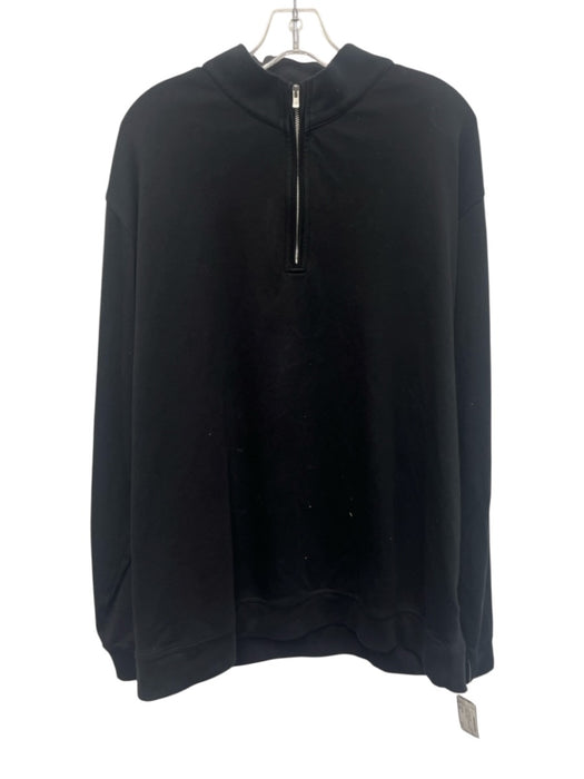 Peter Millar Size XXL Black Cotton Blend Solid Quarter Zip Long Sleeve Shirt Black / XXL