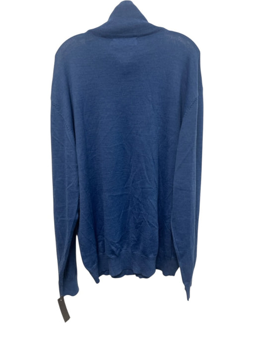 Pringle Size XXL Blue Wool Solid Quarter Zip Men's Sweater Blue / XXL