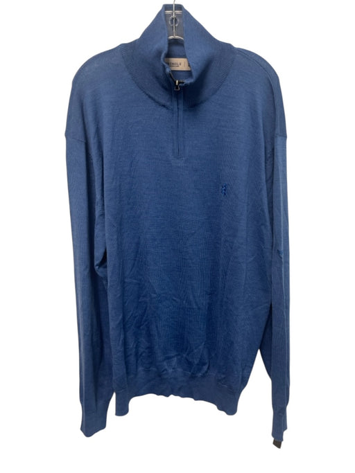 Pringle Size XXL Blue Wool Solid Quarter Zip Men's Sweater Blue / XXL