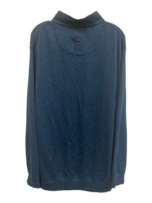 Peter Millar Size XXL Blue Cotton Blend Heathered Quarter Zip Long Sleeve Shirt Blue / XXL
