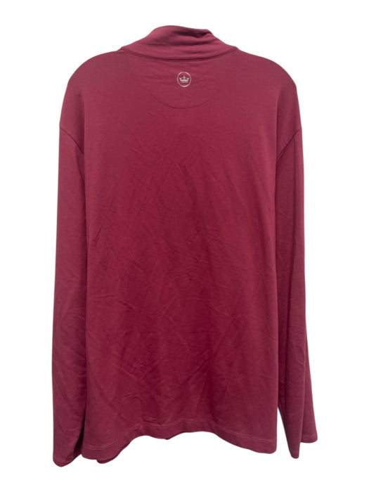 Peter Millar Size XXL Red Cotton Blend Solid Quarter Zip Men's Long Sleeve Shirt Red / XXL