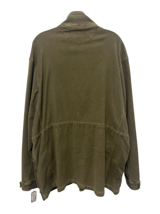 Faherty Size XXL Olive Green Cotton Blend Solid Military Button up Men's Jacket Olive Green / XXL