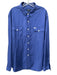 Polo Size XXL Blue Cotton Solid Front Pockets Button up Men's Long Sleeve Shirt Blue / XXL