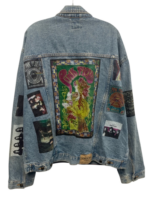Chaps Vintage Size 2XL Light Wash Cotton Solid Trucker Patches Men's Jacket Light Wash / 2XL