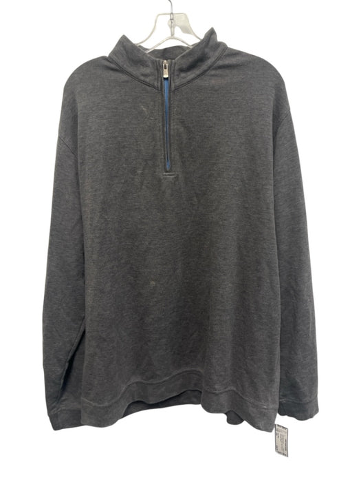Peter Millar Size XXL Gray Cotton Blend Solid Quarter Zip Long Sleeve Shirt Gray / XXL