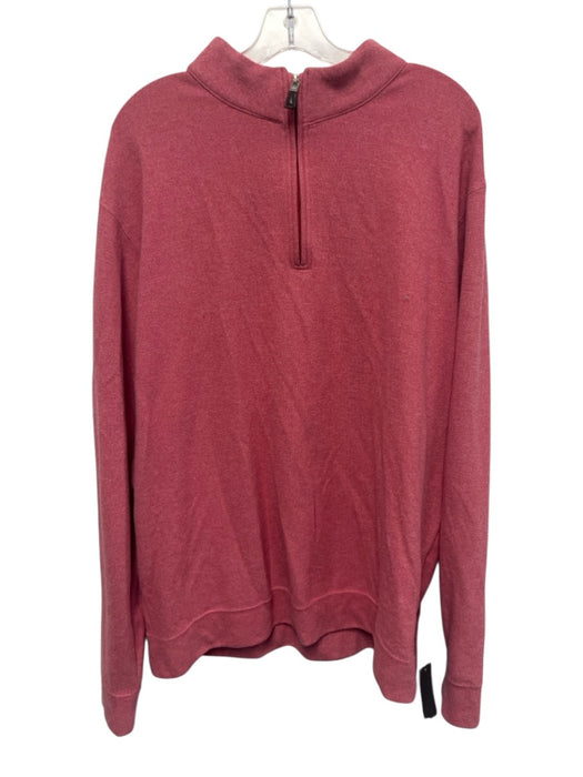 Peter Millar Size XXL Pink Synthetic Solid Quarter Zip Men's Long Sleeve Shirt Pink / XXL