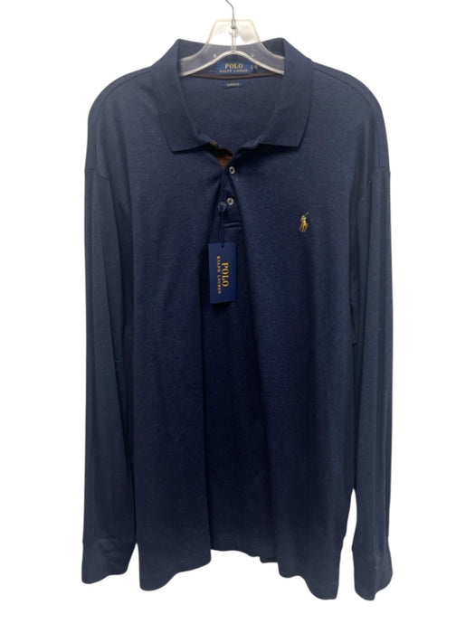 Polo NWT Size XXL Blue Cotton Blend Solid Polo Men's Long Sleeve Shirt Blue / XXL