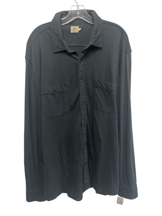 Faherty Size XXL Dark Gray Cotton Blend Heathered Button Up Long Sleeve Shirt Dark Gray / XXL