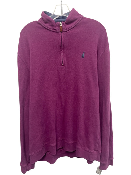Johnnie O Size L Purple Cotton Blend Solid Quarter Zip Men's Long Sleeve Shirt Purple / L