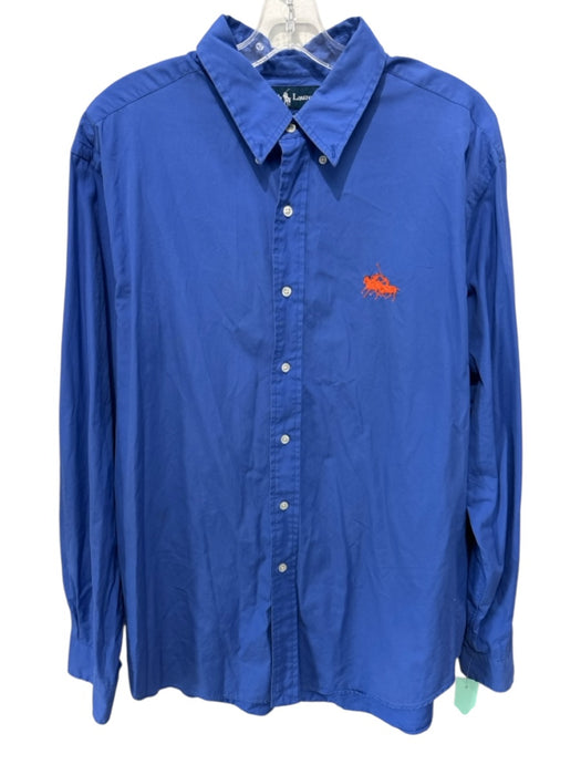 Ralph Lauren Size XXL Blue Cotton Solid Button Up Men's Long Sleeve Shirt Blue / XXL