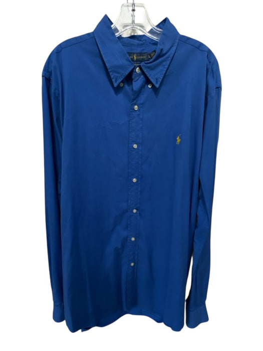 Ralph Lauren Size XXL Blue Cotton Blend Solid Button Up Men's Long Sleeve Shirt Blue / XXL