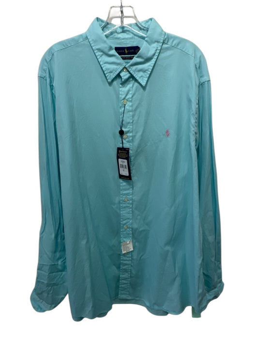Ralph Lauren NWT Size XXL Light blue Cotton Blend Solid Men's Long Sleeve Shirt Light blue / XXL