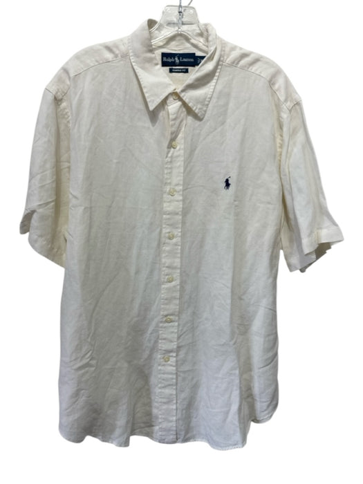 Ralph Lauren Size XL White Linen Solid Button Up Men's Short Sleeve White / XL
