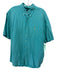 Ralph Lauren Size XL Blue & Green Linen Solid Button Up Men's Short Sleeve Blue & Green / XL