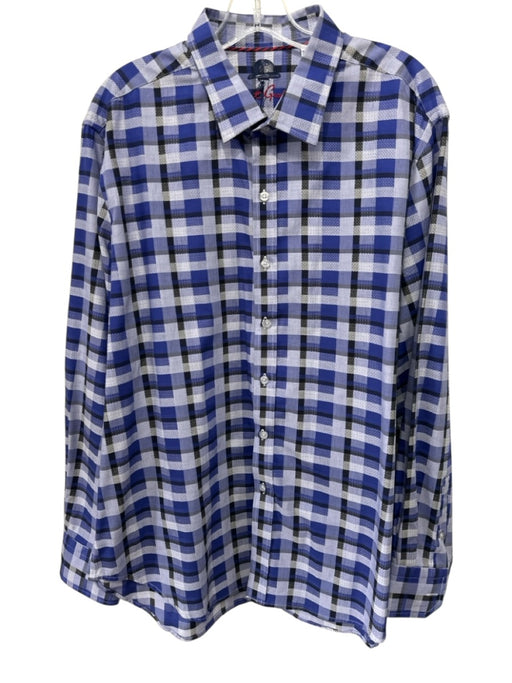 Robert Graham Size XL Blue Cotton Plaid Button Up Men's Long Sleeve Shirt Blue / XL
