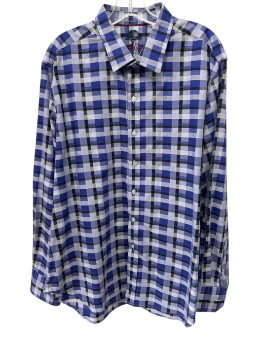 Robert Graham Size XL Blue Cotton Plaid Button Up Men's Long Sleeve Shirt Blue / XL