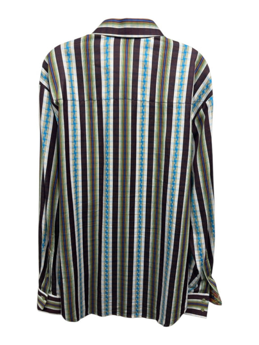 Robert Graham Size XL Brown & Blue Cotton Abstract Button Up Long Sleeve Shirt Brown & Blue / XL