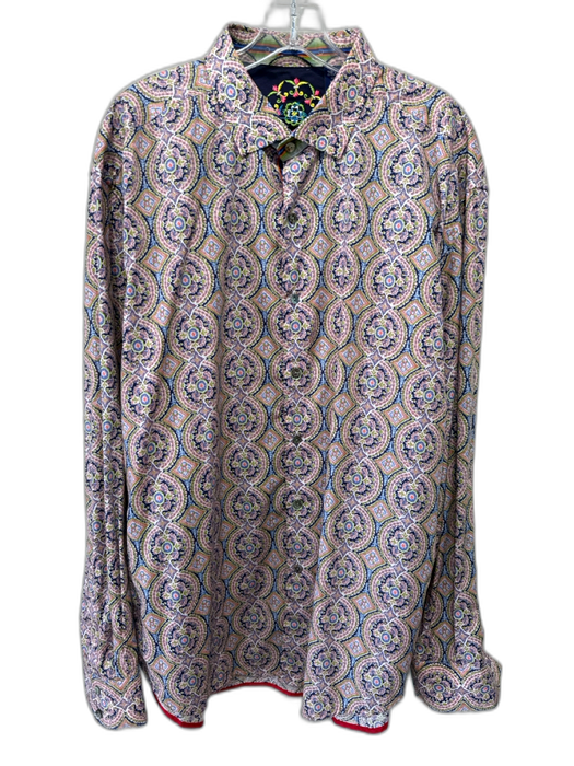 Robert Graham Size 2XL Pink & Green Cotton Abstract Button Up Long Sleeve Shirt Pink & Green / 2XL