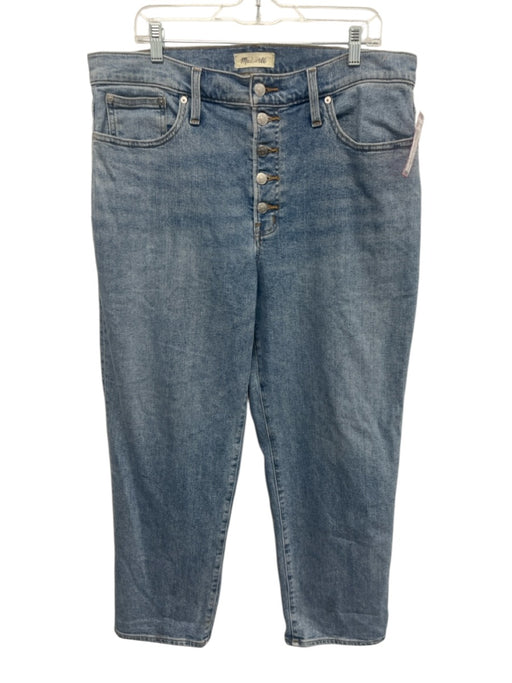 Madewell Size 32 Light Wash Cotton Blend High Rise Whiskering Straight Leg Jeans Light Wash / 32