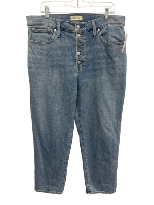 Madewell Size 32 Light Wash Cotton Blend High Rise Whiskering Straight Leg Jeans Light Wash / 32