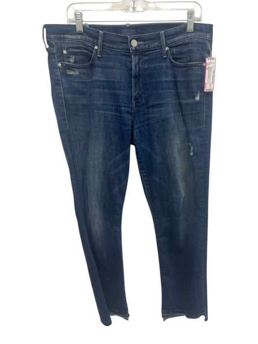 Mother Size 32 Dark Wash Cotton Denim High Rise Distressed Jeans Dark Wash / 32