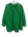 Ann Mashburn Size L Green Cotton Blend Raw Edge Button Down Pockets Top Green / L