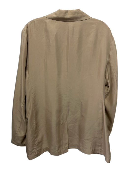 Vince Size 16 Khaki Silk Double Breast Mother of Pearl Buttons Pockets Jacket Khaki / 16