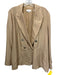 Vince Size 16 Khaki Silk Double Breast Mother of Pearl Buttons Pockets Jacket Khaki / 16