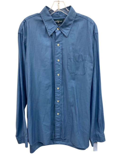 Ralph Lauren Size XL Blue Cotton Solid Button Up Button Down Long Sleeve Shirt Blue / XL