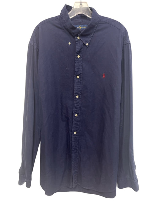 Ralph Lauren Size XXL Navy Blue Cotton Solid Button Up Men's Long Sleeve Shirt Navy Blue / XXL