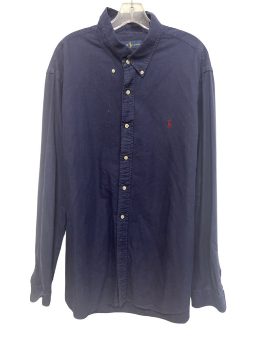 Ralph Lauren Size XXL Navy Blue Cotton Solid Button Up Men's Long Sleeve Shirt Navy Blue / XXL
