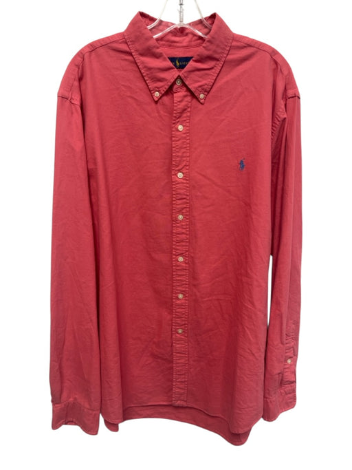 Ralph Lauren Size XXL Red Cotton Solid Button Up Button Down Long Sleeve Shirt Red / XXL
