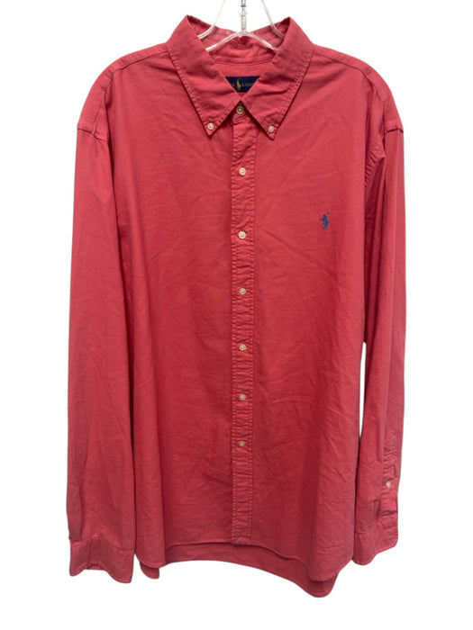 Ralph Lauren Size XXL Red Cotton Solid Button Up Button Down Long Sleeve Shirt Red / XXL
