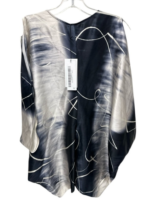 Maria + Cornejo Size 14 Black, gray & white Silk V Neck Ombre Straight Pant Set Black, gray & white / 14
