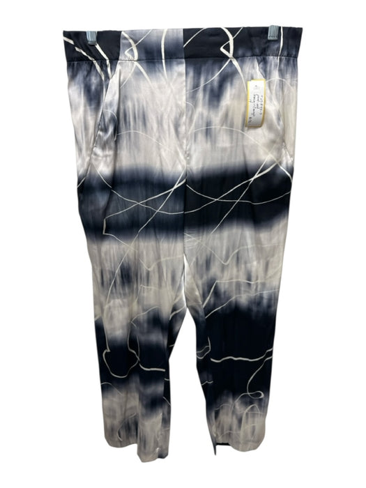 Maria + Cornejo Size 14 Black, gray & white Silk V Neck Ombre Straight Pant Set Black, gray & white / 14