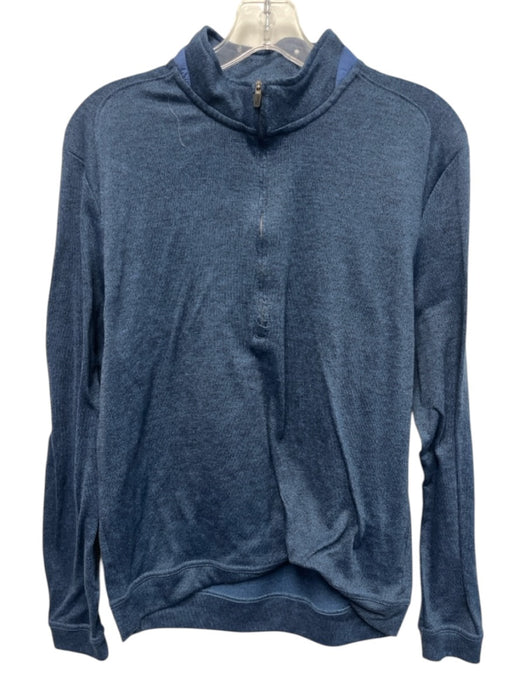 Johnnie O Size M Blue Synthetic Solid Quarter Zip Men's Long Sleeve Shirt Blue / M