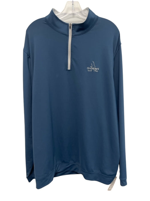 Peter Millar Size XXL Blue Synthetic Solid Quarter Zip Men's Long Sleeve Shirt Blue / XXL