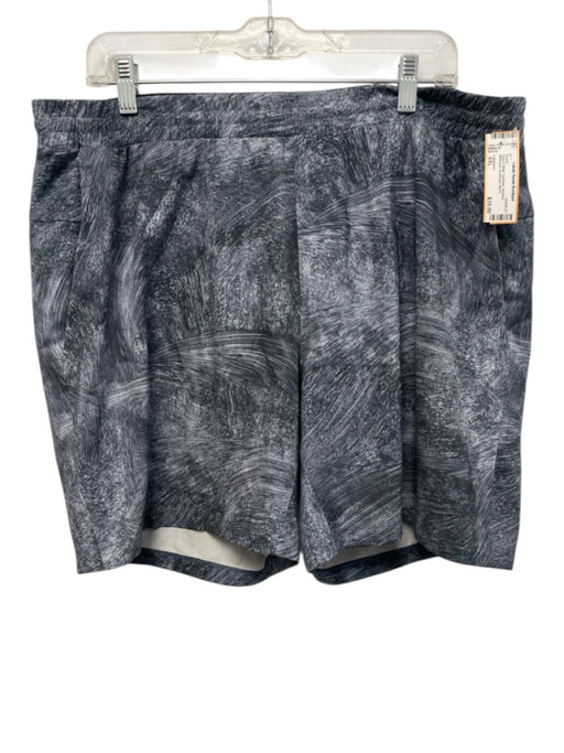 Lululemon Size XXL Gray & White Synthetic Abstract Athleisure Men's Shorts Gray & White / XXL