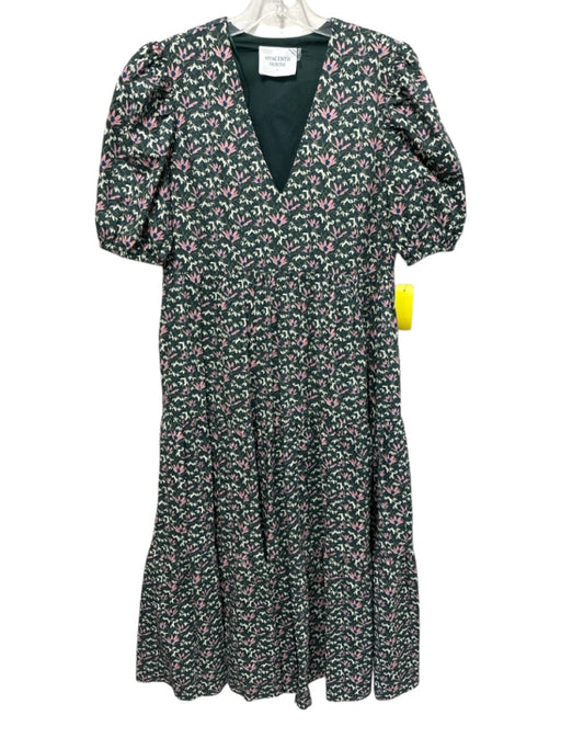 Hyacinth House Size Small Green, Pink, Blue Cotton Short Puff Sleeve Dress Green, Pink, Blue / Small