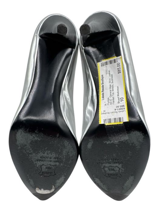 Stuart Weitzman Shoe Size 10 Silver Leather Pointed Toe Metallic Pumps Silver / 10