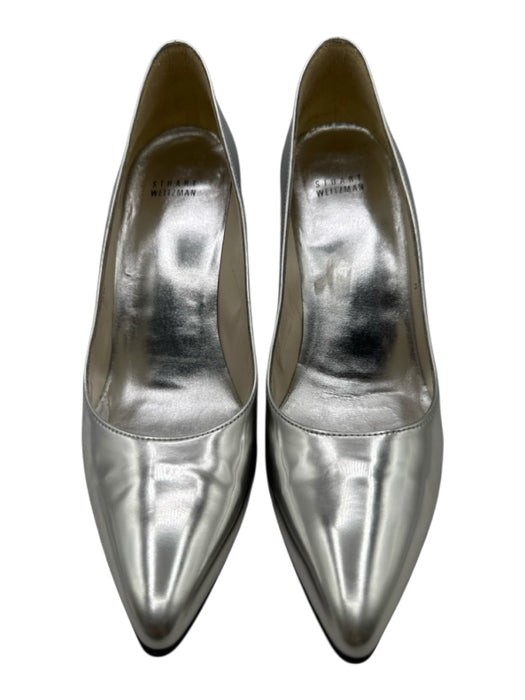 Stuart Weitzman Shoe Size 10 Silver Leather Pointed Toe Metallic Pumps Silver / 10