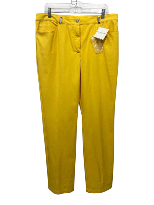 St John Sport Essentials Size XL Bright Yellow Cotton Blend Button Front Pants Bright Yellow / XL